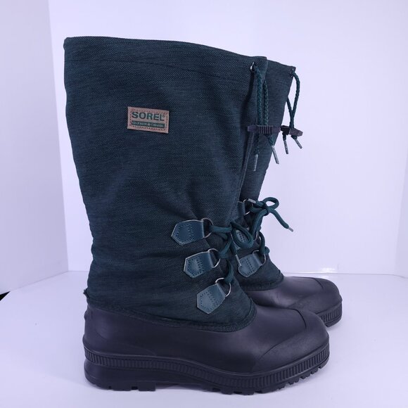 Sorel Kaufman Canada Women’s 10 Green Black Winter Snow Boots Insulated Liner - Picture 4 of 14
